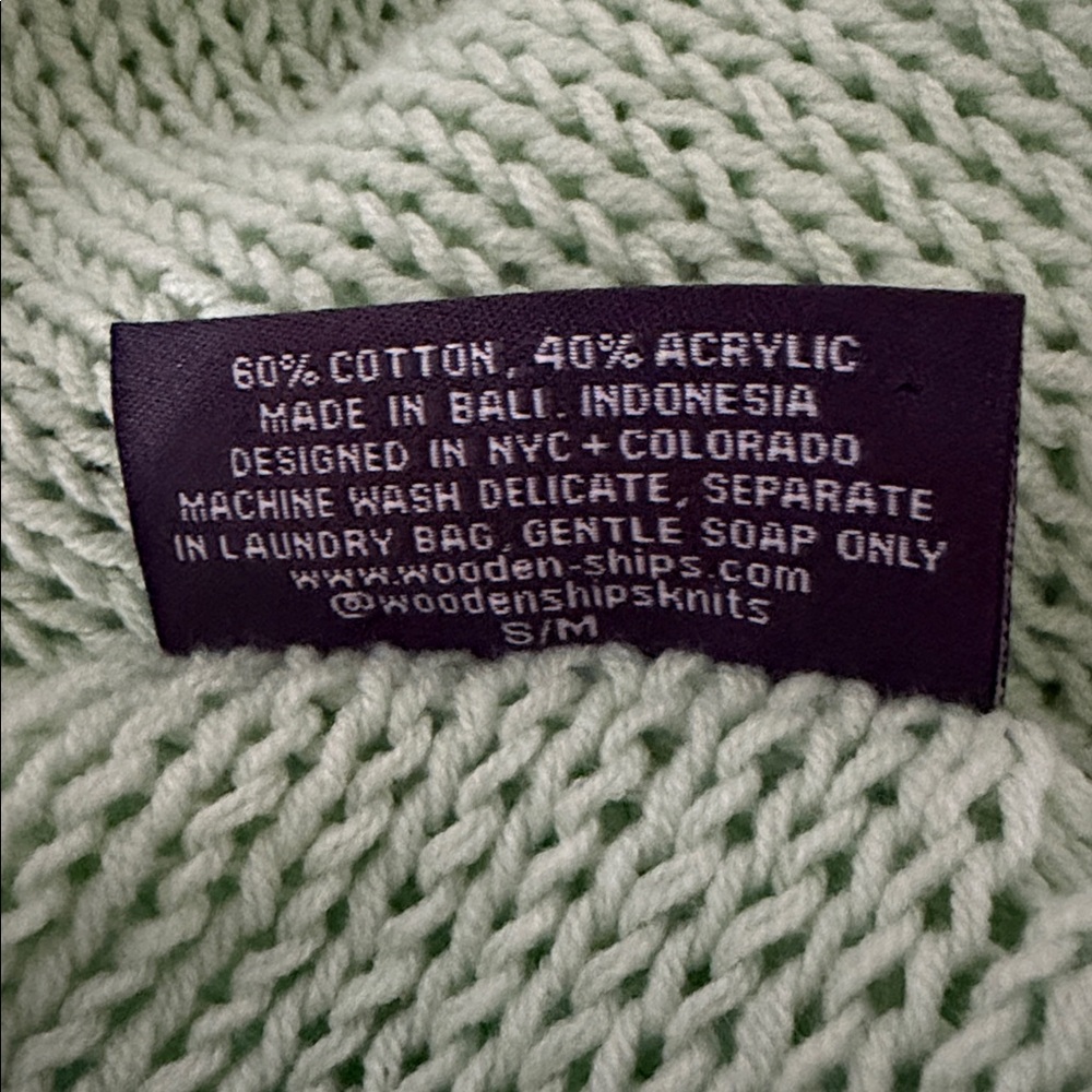 Wooden Ships Sweater Pickle Ball Green Lightweight S/M - Picture 7 of 8